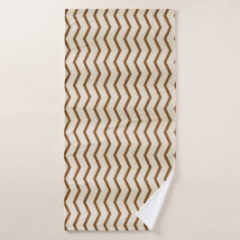 Toalla de baño beige y marrón zigzag