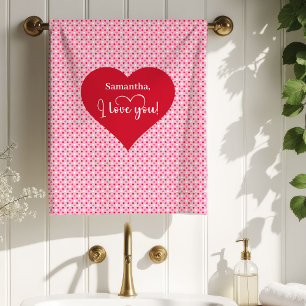 Toalla de baño con corazones rojos chic para espos