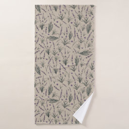 Toalla de baño con estampado botánico de lavanda