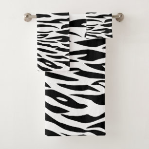 Toalla de baño con estampado de cebra en blanco y 