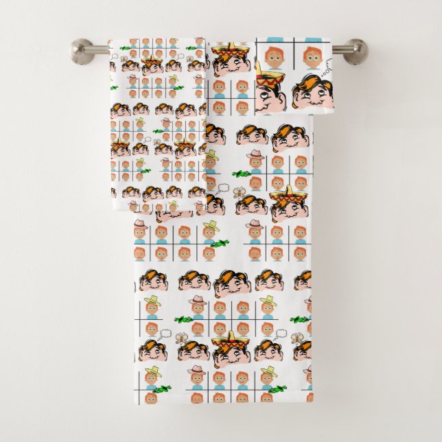 Toalla de baño con formas divertidas de cara (In situ)