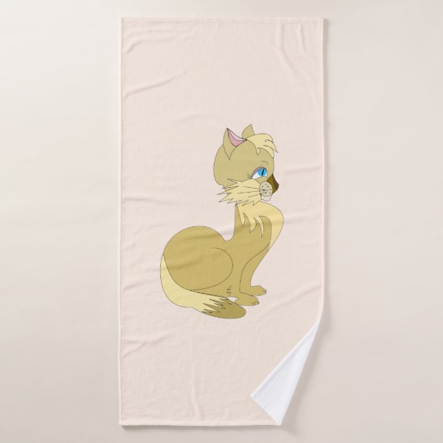 Toalla de baño con gato amarillo (Toalla de baño)