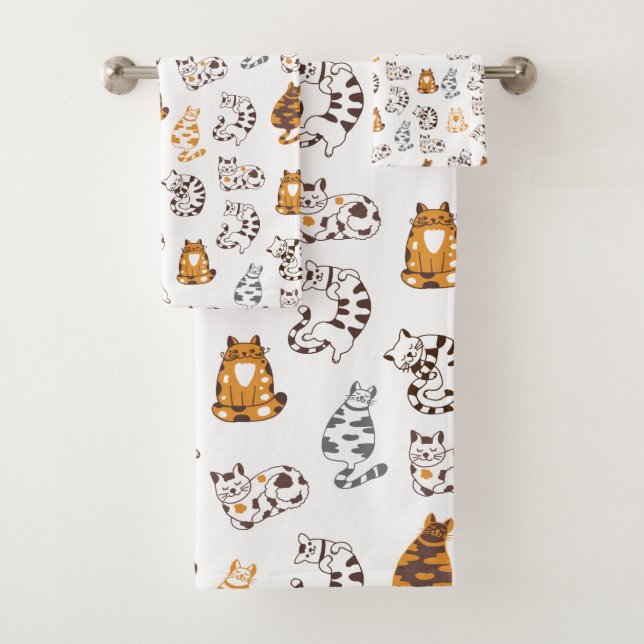 Toalla de baño con gatos relajados (In situ)