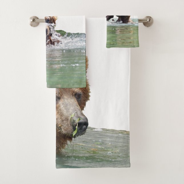Toalla de baño con osos y cubos pardos (In situ)
