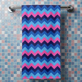 Toalla de baño con patrón de chevron azul rosa