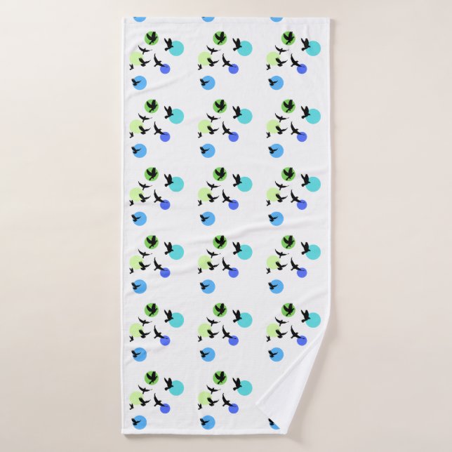 Toalla de baño con patrón de pájaro abstracto mode (Toalla de baño)