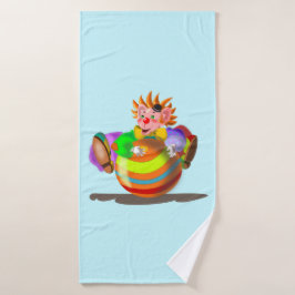 Toalla de baño con payaso feliz