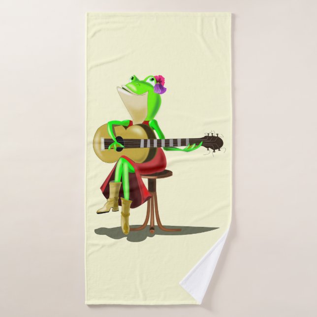 Toalla de baño con rana tocando la guitarra (Toalla de baño)