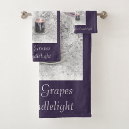 Toalla de baño con tulipanes, uvas y velas
