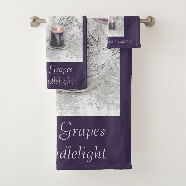 Toalla de baño con tulipanes, uvas y velas (In situ)