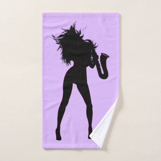 Toalla de baño conjunto de saxofonista señora (Toalla de mano)