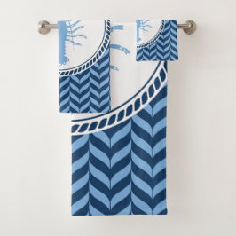 Toalla de baño costera de langosta azul náutica (E