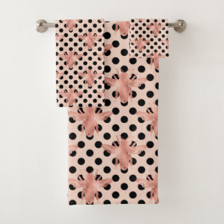 Toalla de baño de abeja con lunares rosados Diseño