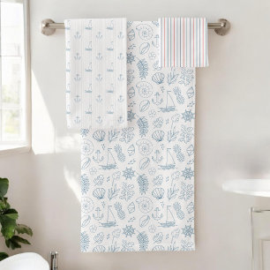 Toalla de baño de ancla de velero náutico conjunto