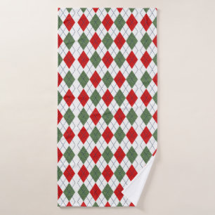 Toalla de baño de argyle verde rojo