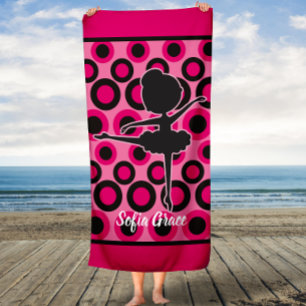 Toalla de baño de bailarina rosa personalizada