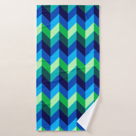 Toalla De Baño De Chevrons De Ombre Verde Azul