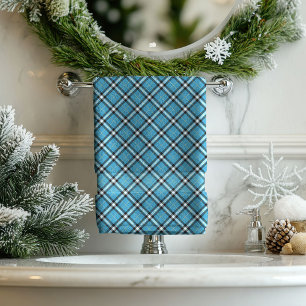 Toalla de baño de cuadros azul amarillo regalo par