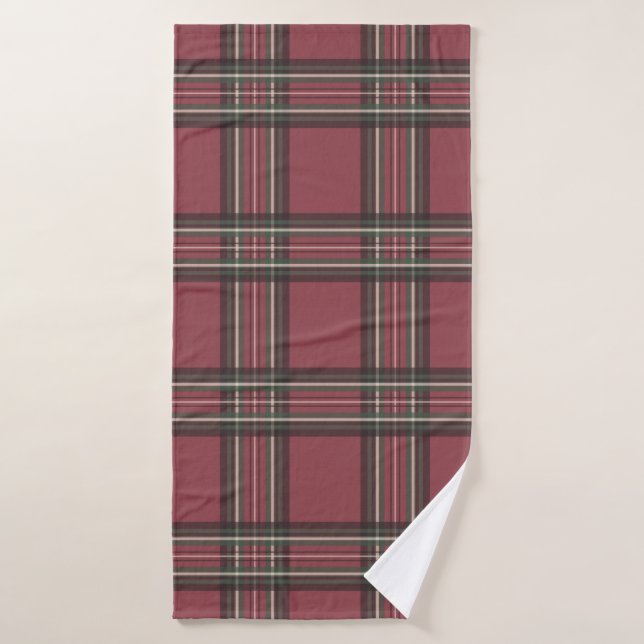 Toalla de baño de cuadros rojos rústicos  (Toalla de baño)