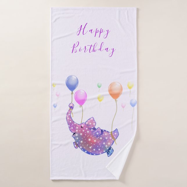 Toalla de baño de cumpleaños para elefantes volado (Toalla de baño)