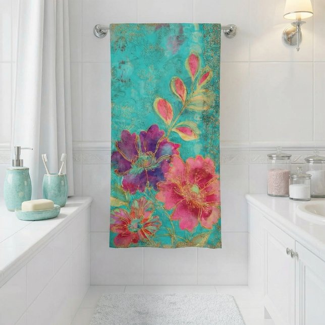 Toalla de baño de diseño de flores exóticas (Subido por el creador)