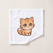 Toalla de baño de gatito atigrado naranja lindo