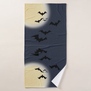 Toalla de baño de Halloween Luna Llena Con Murciél