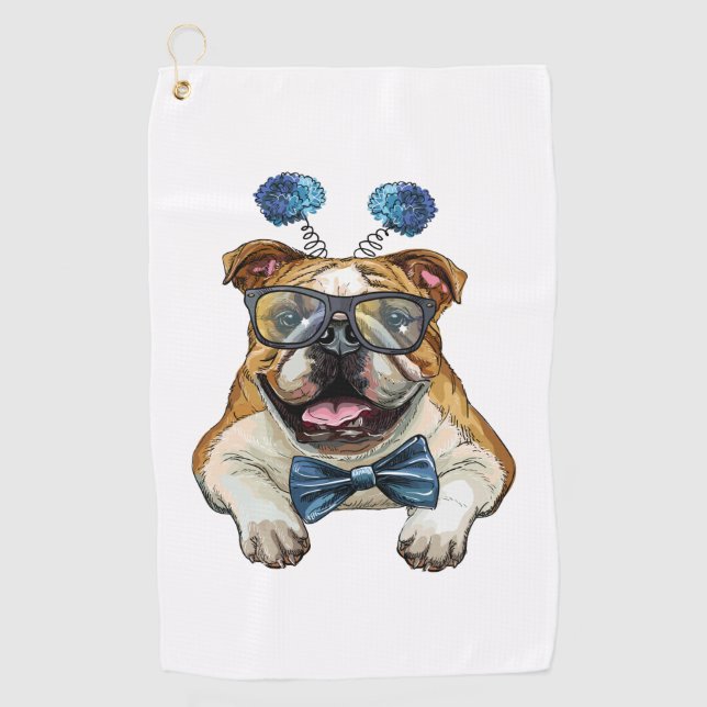 Toalla de baño de hipster de Bulldog de moda (Anverso)