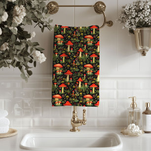 Toalla de baño de hongos vintage estilo forestal