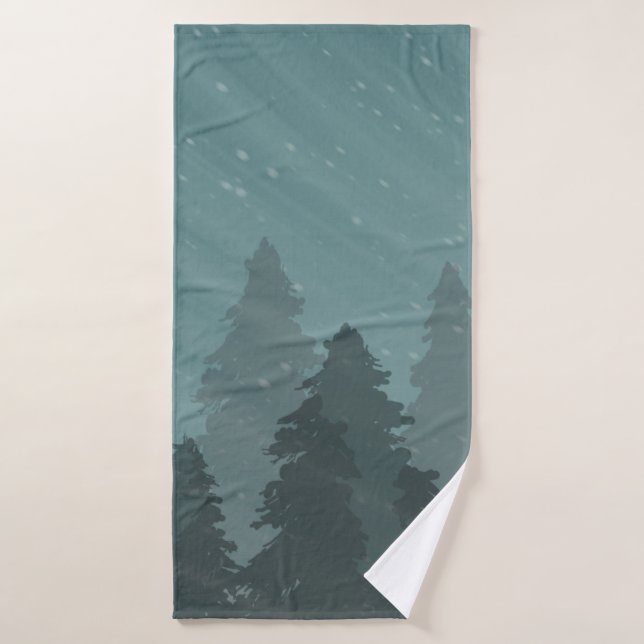 Toalla de baño de los bosques de invierno (Toalla de baño)
