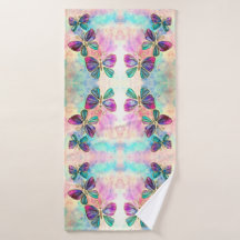 Toalla de baño de mariposas coloridas
