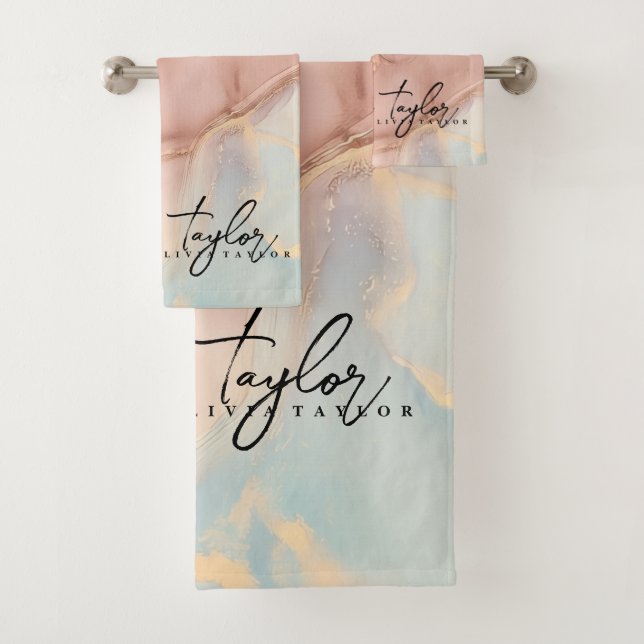 Toalla de baño de mármol de oro elegante y suave (In situ)