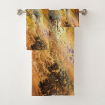 Toalla de baño de mármol naranja abstracto
