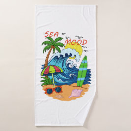 Toalla de baño de ola y palmera