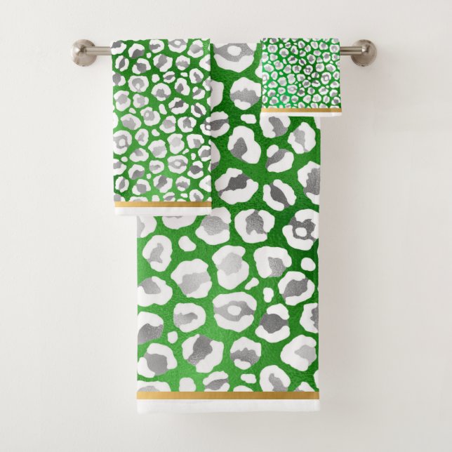 TOALLA DE BAÑO DE ORO BLANCO Y VERDE IMPRESIONANTE (In situ)