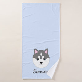 Toalla de baño de perro azul claro