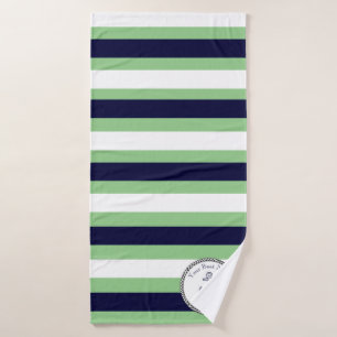 Toalla de baño de raya verde blanca de la Marina d