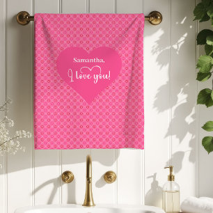 Toalla de baño de regalo de amor de corazón rosa m