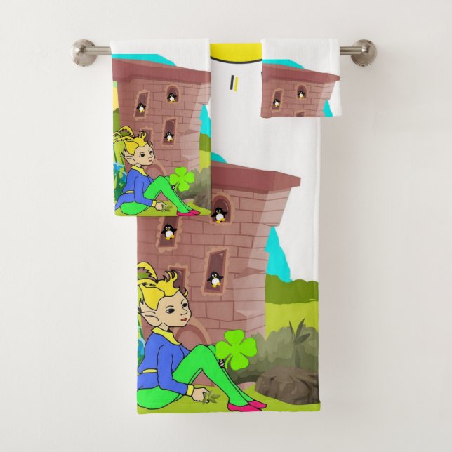 Toalla de baño de San Patricio pone pingüino (In situ)