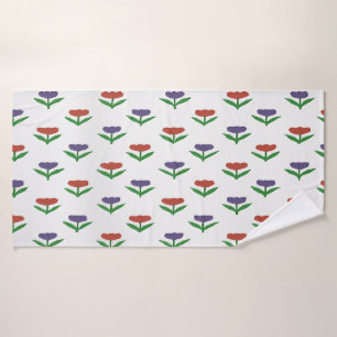Toalla de baño de tulipán rojo y morado