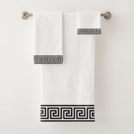 Toalla de baño elegante de patrón griego en blanco
