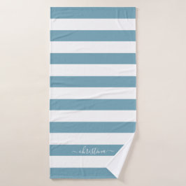 Toalla de baño elegante personalizada de rayas azu