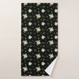 Toalla de baño elegante verde y blanco con estampa