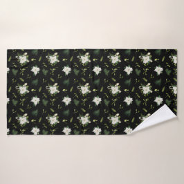 Toalla de baño elegante verde y blanco con estampa
