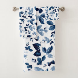 Toalla de baño floral azul marino