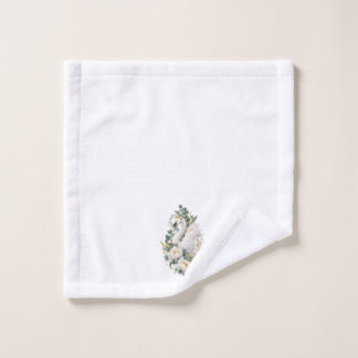 Toalla de baño floral cisne blanco elegante