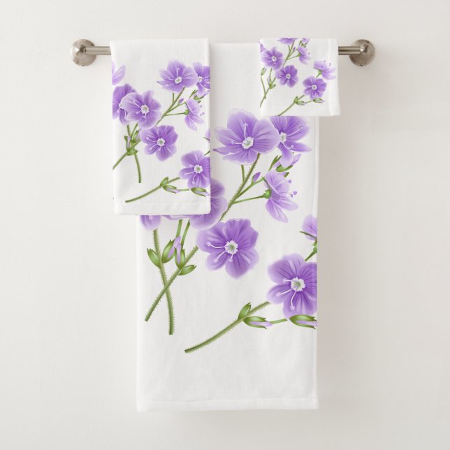 Toalla de baño Flores salvajes Set-Purple (In situ)
