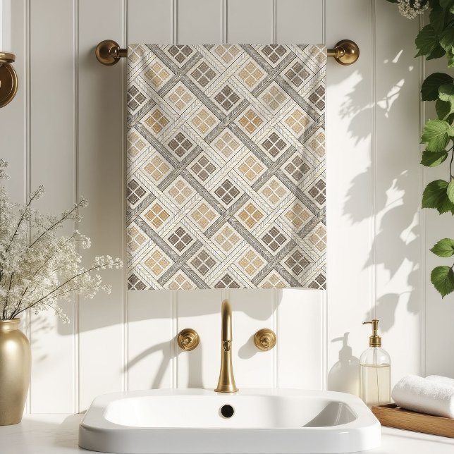 Toalla de Baño Geométrica Neutra Pastel Acento Mod (Geometric Bath Towel Neutral Pastel Modern Accent)