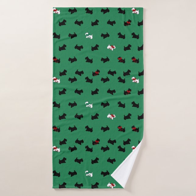 Toalla de baño grande de Terrier escocés de Navida (Toalla de baño)