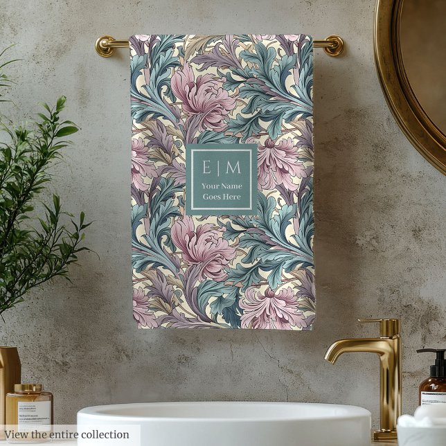 Toalla de baño inspirada en Morris Monograma perso (Custom Monogram Morris Inspired Bath Towel)